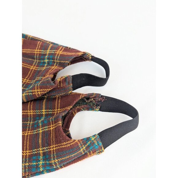 Vintage 1980s Womens Stretchy Stirrup Pants Elastic Pull-on Funky Brown Plaid - Picture 5 of 10